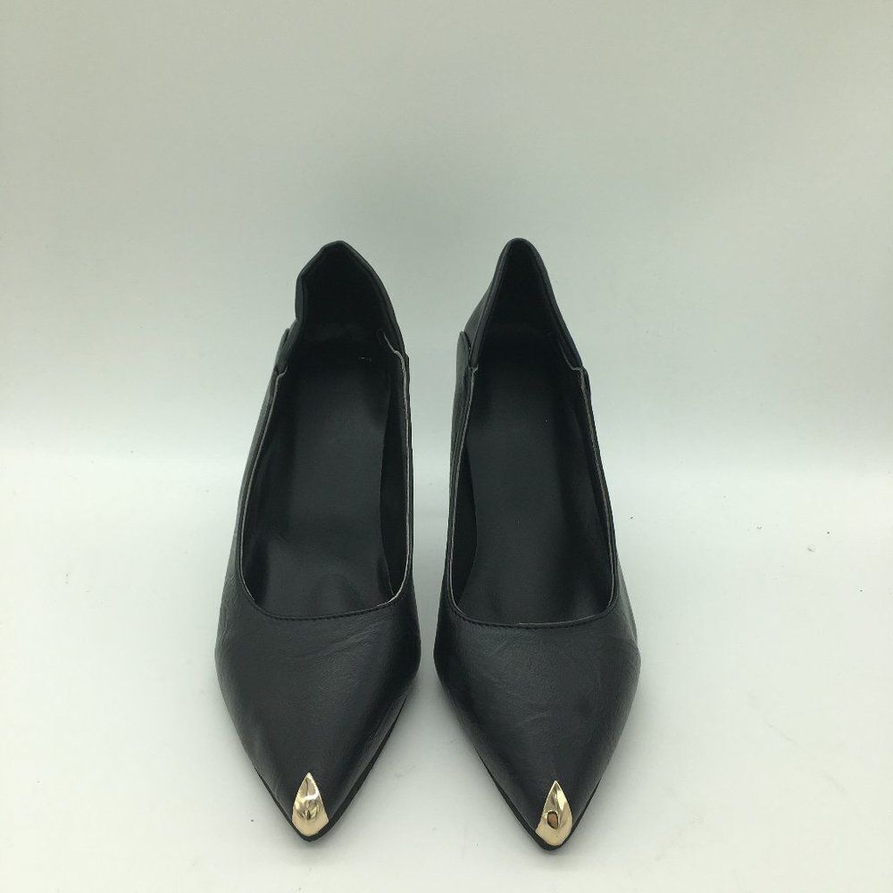 Black Women Sexy Pointed Toe Pumps Mid Heels Dress Shoes